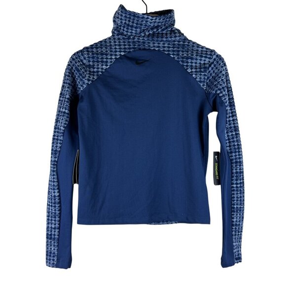 NWT Nike Pro HyperWarm Navy Brushed Long Sleeve Turtleneck Top - Picture 7 of 8